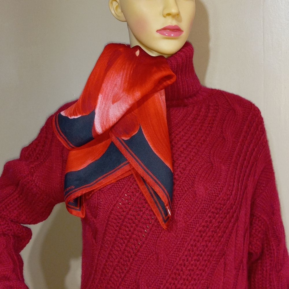 LISTICLE asymmetrical red maroon turtleneck sweater dress, sz M/L